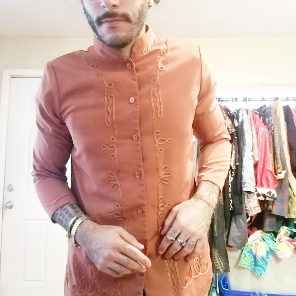 Vintage Orange/Brownish Ethnic Shirt Festival Boho